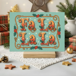 Cartão De Festividades Natal Fa La La Western Retrô