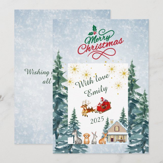 Cartão De Festividades Natal Familiar Personalizado  (Frente/Verso)