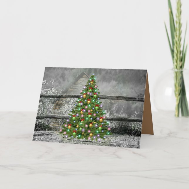 Cartão De Festividades Natal Fazenda Rústico (Frente)