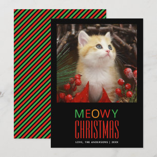 Cartão De Festividades Natal Felino Meow Amantes de Animais Fofos Fotos d