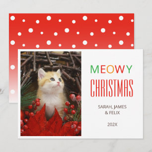 Cartão De Festividades Natal Felino Meow Fofura Foto de Gato Amantes de A