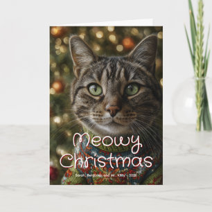 Cartão De Festividades Natal Felino para a Família - Foto do Gato