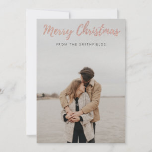 Cartão De Festividades Natal Feliz Casal Brilho Pêssego