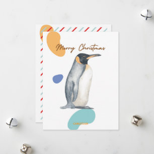 CARTÃO DE FESTIVIDADES NATAL FELIZ CRIANÇAS FOFAS PINGUIM VINTAGE