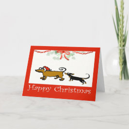 Cartão De Festividades Natal feliz, dois Dachshunds