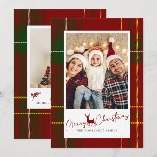 Cartão De Festividades Natal Feliz Férias Vermelho Tartan Natal Xadrez