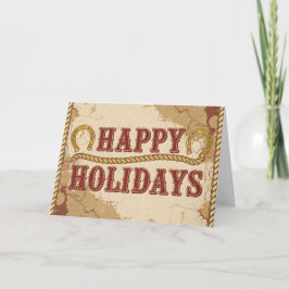Cartão De Festividades Natal Feliz Férias Vintage Western