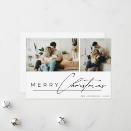Cartão De Festividades Natal Feliz Foto Simples Minimal Moderno