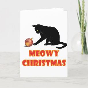 Cartão De Festividades Natal Feliz Meowy Gato Divertido