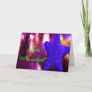 Cartão De Festividades Natal Feliz Navidad Blue Star