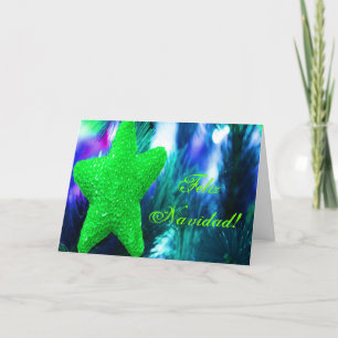 Cartão De Festividades Natal Feliz Navidad Green Star III