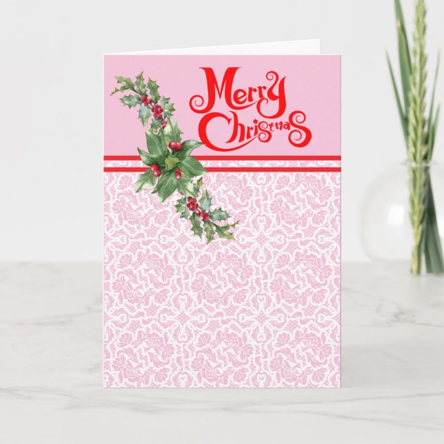 Cartão De Festividades Natal Feliz Personalizado Retro Meados do Século (Frente)