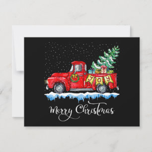 Cartão De Festividades Natal Feliz Vintage Caminhão Vermelho Natal Antigo