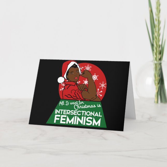Cartão De Festividades Natal feminista (Frente)