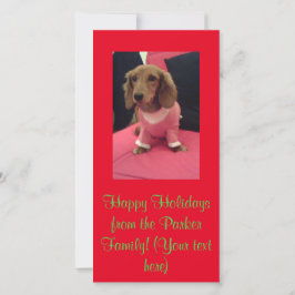 Cartão De Festividades Natal Feriado - Dachshund Vermelho Verde