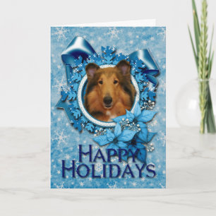 Cartão De Festividades Natal - Floco de Neve Azul - Collie - Natalie