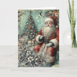 Cartão De Festividades Natal Floral do Papai Noel Inspirado em Festivo Vi