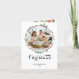 Cartão De Festividades Natal Floral Wreath Season Saudações 3 Foto