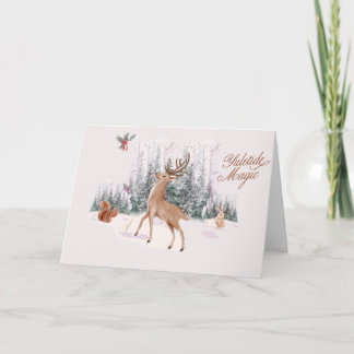 Cartão De Festividades Natal Florestal de Inverno com Texto Personalizáve