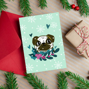 Cartão De Festividades Natal Fofo Pug