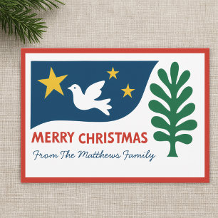 Cartão De Festividades Natal Folk Moderno Formas Minimalistas e Negritada