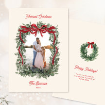Natal Foto Elegante com Arco de Azevinho em Aquare