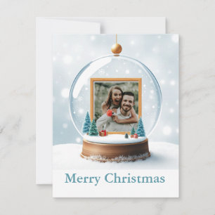 Cartão De Festividades Natal Foto em Globo de Neve Personalizável