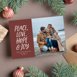Cartão De Festividades Natal foto paz amor esperança alegria tipo