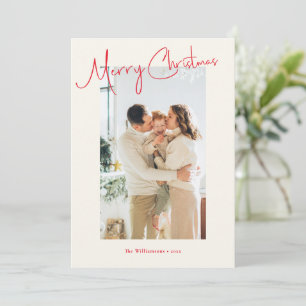 Cartão De Festividades Natal Foto Personalizada Roteiro Minimalista Verme