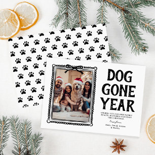 Cartão De Festividades Natal Foto Preto e Branco Cachorro Ano dos Diabos