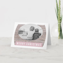 Cartão De Festividades Natal Foto Rosa Pastel Madeira Rústica