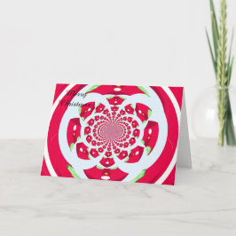 Cartão De Festividades Natal Fractal Vermelho e Verde