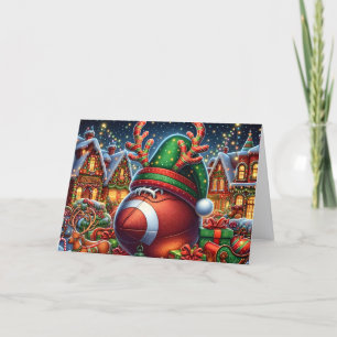 Cartão De Festividades Natal Futebol de Rena Fofa