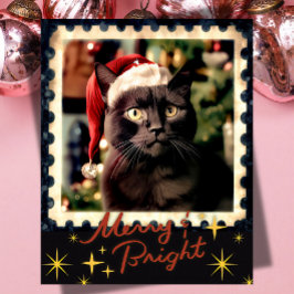 Cartão De Festividades Natal gato preto