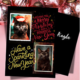 Cartão De Festividades Natal gato preto