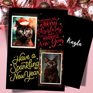Cartão De Festividades Natal gato preto