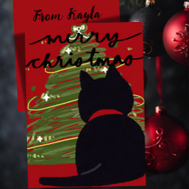 Cartão De Festividades Natal gato preto