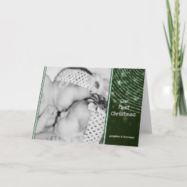 Cartão De Festividades Natal Gêmeos Foto Do Bebê Seu Nome Fofo Dobrado