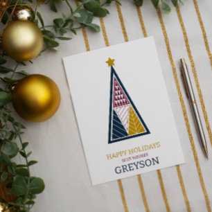 Cartão De Festividades natal geométrico mínimo moderno para crianças