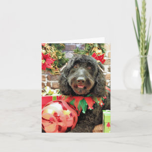 Cartão De Festividades Natal - GoldenDoodle - Emperramento Pérola