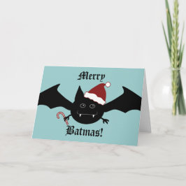 Cartão De Festividades Natal gótico parvo alegre do bastão de Batmas