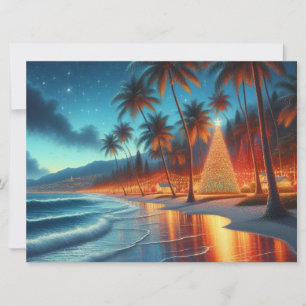 Cartão De Festividades Natal havaiano/tropical