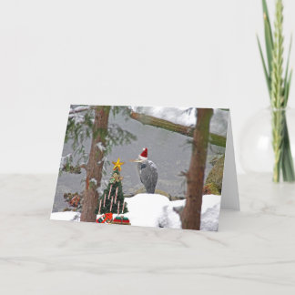 Cartão De Festividades Natal Heron na Foto da Neve