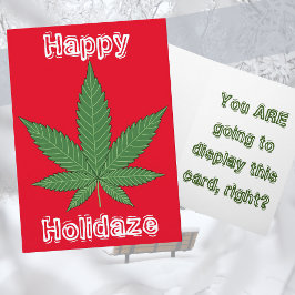 Cartão De Festividades Natal Holidaze feliz da folha da erva daninha