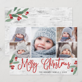 Cartão De Festividades Natal Holly Berry Rustic Birth 5 FOTO