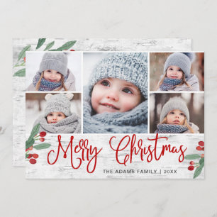 Cartão De Festividades Natal Holly Berry Rustic Birth 5 FOTO