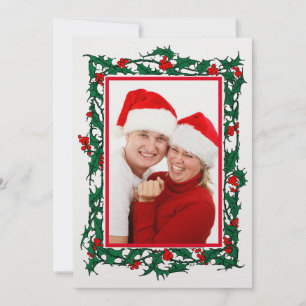 Cartão De Festividades Natal Holly com Berries Border Photo
