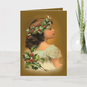 Cartão De Festividades Natal Holly Girl