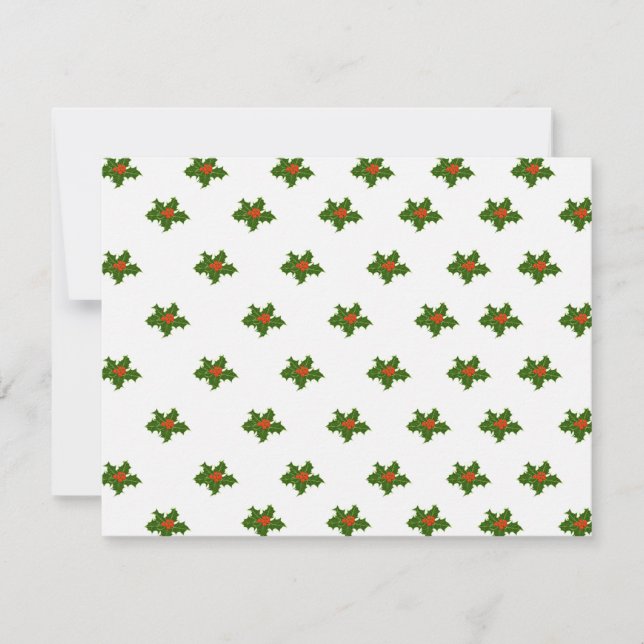Cartão De Festividades Natal Holly Pattern (Frente)