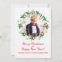 Natal Holly Watercolor Wreath Holiday Foto